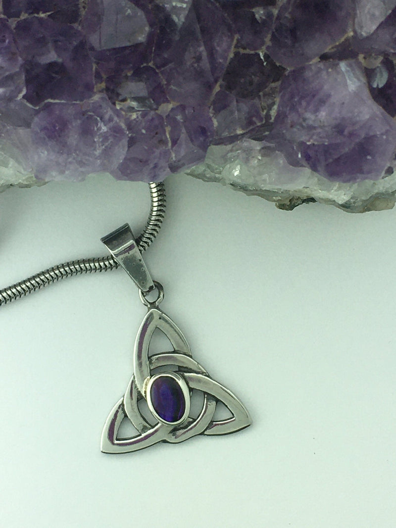 Purple Abalone Trinity Knot Necklace (HM44)