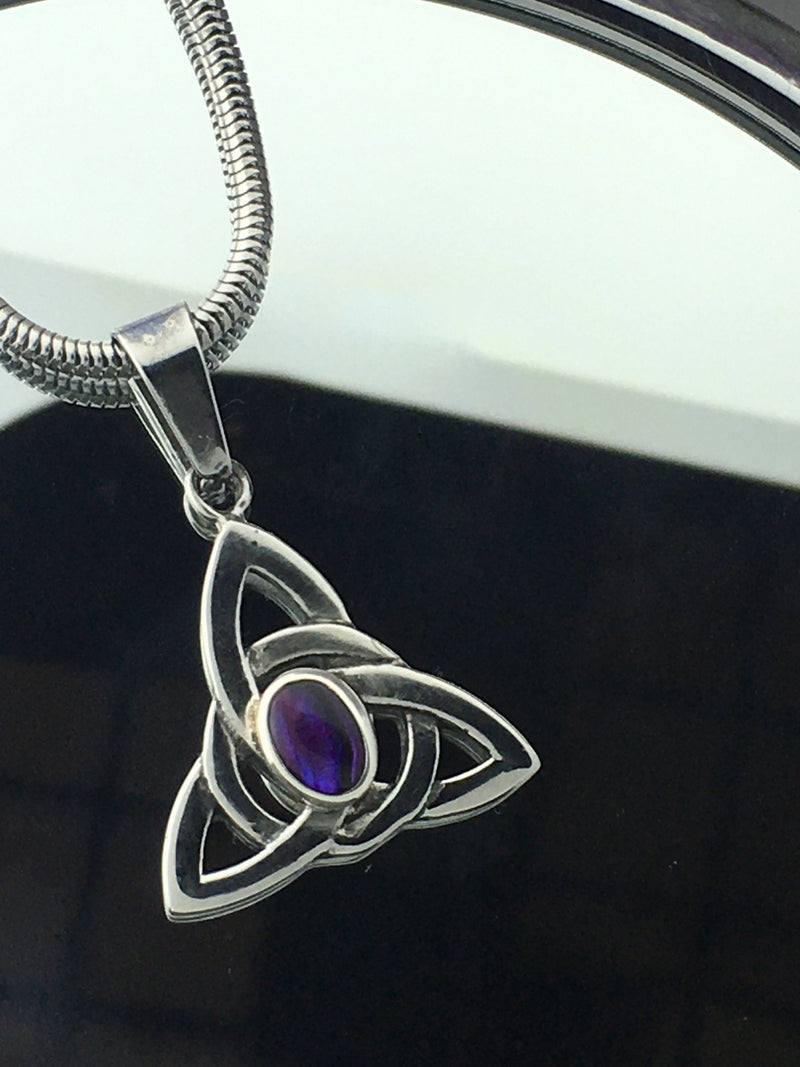 Purple Abalone Trinity Knot Necklace (HM44)