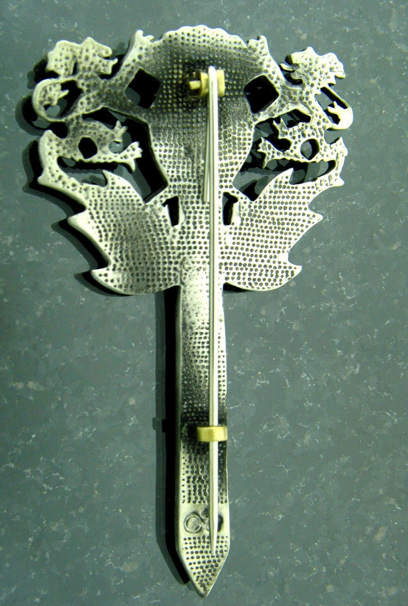Scottish Kilt Pin Rampant Lion, 5968, Thistle, & Claymore Sword Kilt Pin, Scottish Pin, Scotland, Rampant Lion  (#JPEW5968)