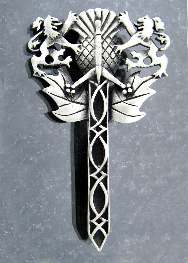 Scottish Kilt Pin Rampant Lion, 5968, Thistle, & Claymore Sword Kilt Pin, Scottish Pin, Scotland, Rampant Lion  (#JPEW5968)