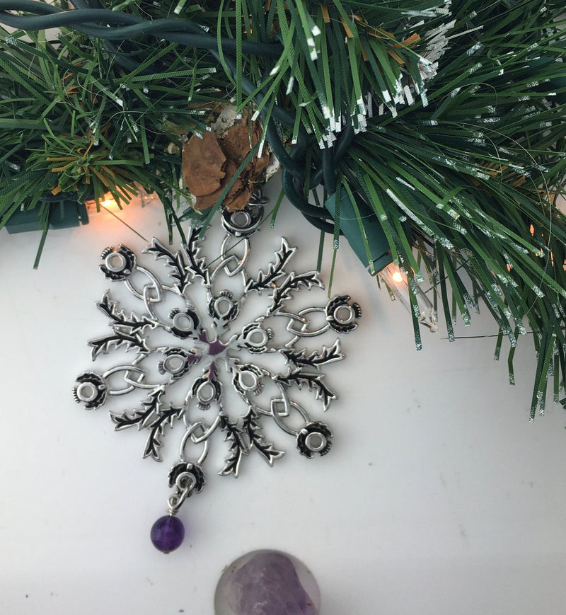 Scottish Thistle Amethyst SnowWonders® Snowflake Ornament/Pendant, (5233amethyst)