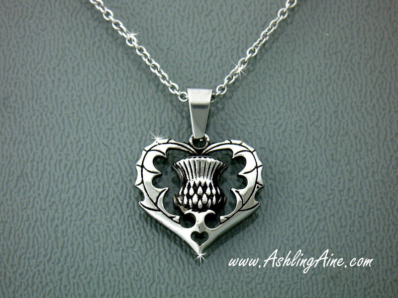 Scottish Thistle Heart Necklace, s223