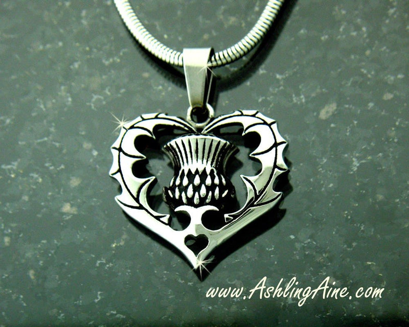Scottish Thistle Heart Necklace, s224