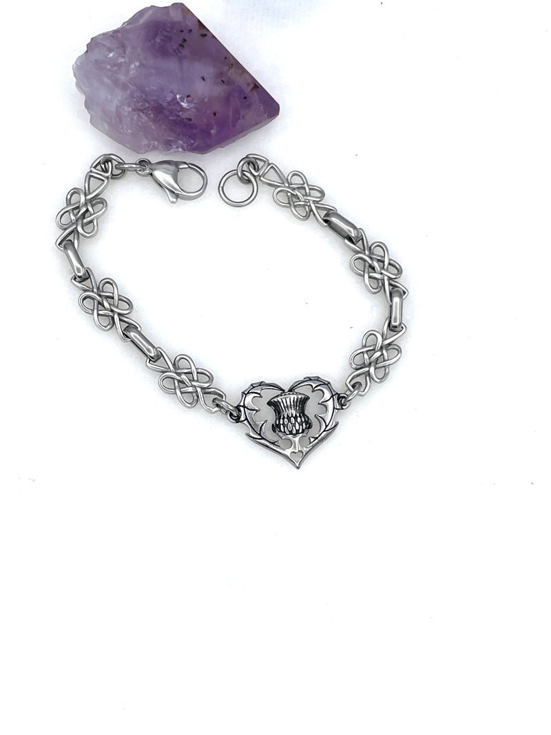 Scottish Thistle Infinity Love Knot Bracelet,(S339) Scottish Bracelet