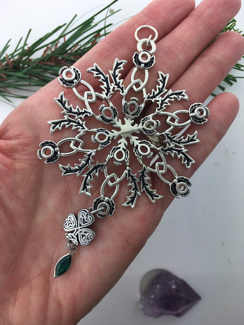 Scottish Thistle IRISH Shamrock SnowWonders® Snowflake Ornament/Pendant, CSF5233