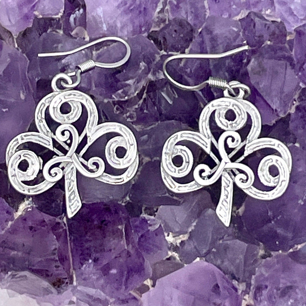 Shamrock & Triskelion Earrings (S362)  The Journey of Life Celtic earrings