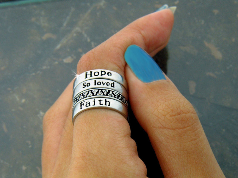 Love Trinity Stack Stack Rings, Hope/So loved/Faith/Trinity/Trust/Cross/Trinity Stack Rin ...