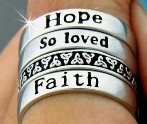 Stack Rings, Hope/So loved/Faith/Trinity/Trust/Cross/Trinity Stack Ring