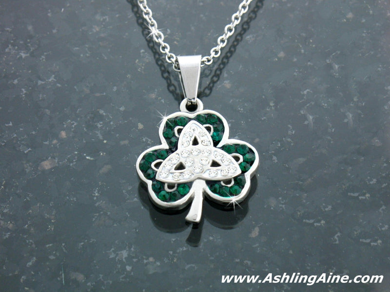 Stainless Steel Shamrock Trinity Necklace (S89adjchain)