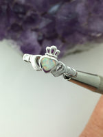Sterling Silver Claddagh Ring with Opal Heart, BQ1018