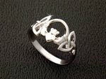 Sterling Silver Claddagh & Trinity Knot Ring (BQ513)