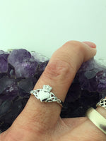 Sterling Silver Claddagh w/ Trinity Knots Ring,(Q1264,)