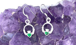 Sterling Silver Emerald Claddagh Earrings (BQ552)