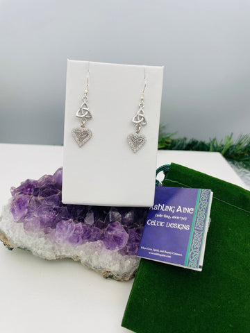 Sterling Silver Heart Trinity Earrings (HM175) - Shop Palmers