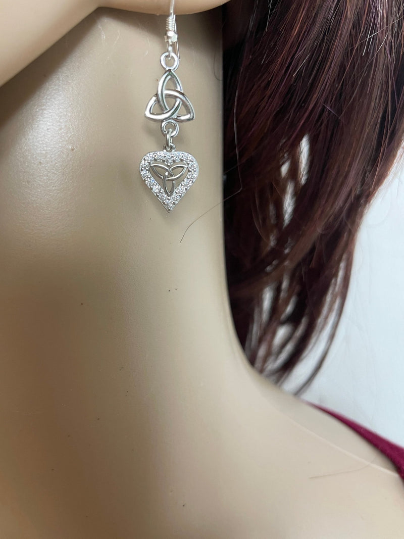 Sterling Silver Heart Trinity Earrings (HM175) - Shop Palmers