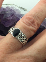 Sterling Silver Infinity LOVE Knot Black Onyx Stone Ring (HM34BO)