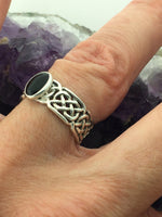 Sterling Silver Infinity LOVE Knot Black Onyx Stone Ring (HM34BO)