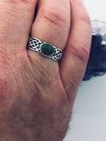 Sterling Silver Infinity LOVE Knot Connemara Ireland Stone Ring (HM34)