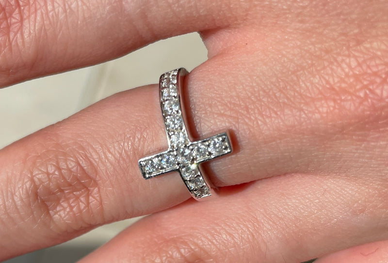 Sterling Silver "Love Story" Cross CZ Ring, (SSCross)