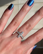 Sterling Silver "Love Story" Cross CZ Ring, (SSCross)