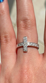 Sterling Silver "Love Story" Cross CZ Ring, (SSCross)