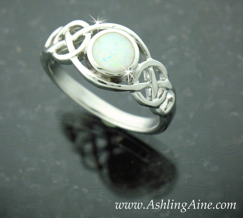 Sterling Silver Opal Love Knot Ring, bq1006
