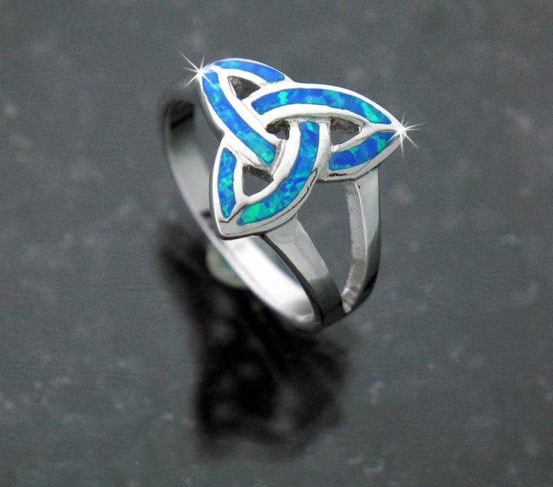 Sterling Silver Opal Trinity Knots Ring, BQ1005