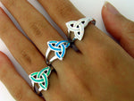 Sterling Silver Opal Trinity Knots Ring, BQ1005