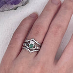 Sterling Silver set of 3 Emerald Claddagh/ V band pairing Rings, (CSS2-BQ1015) - Shop Palmers