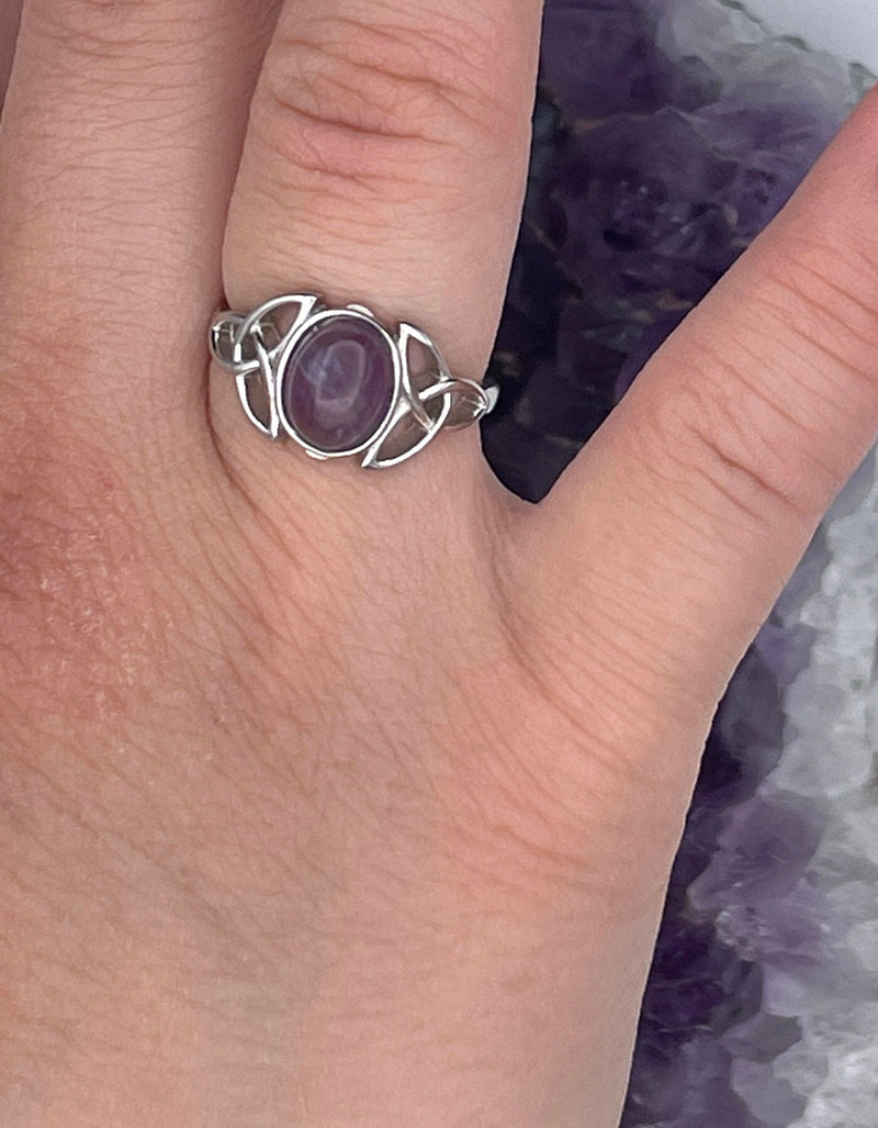 Sterling Silver Trinity Amethyst Ring (CSS7) - Shop Palmers