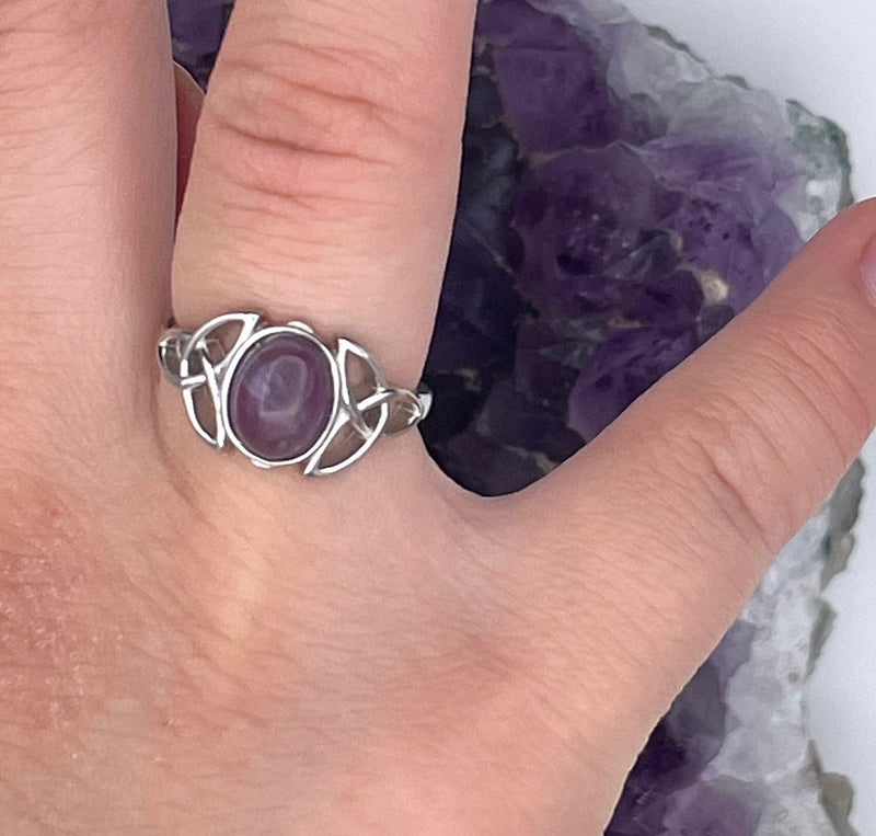 Sterling Silver Trinity Amethyst Ring (CSS7) - Shop Palmers