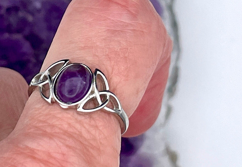 Sterling Silver Trinity Amethyst Ring (CSS7) - Shop Palmers