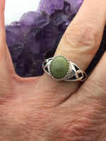 Sterling Silver Trinity Knot Connemara Ireland Stone Ring (HM30)