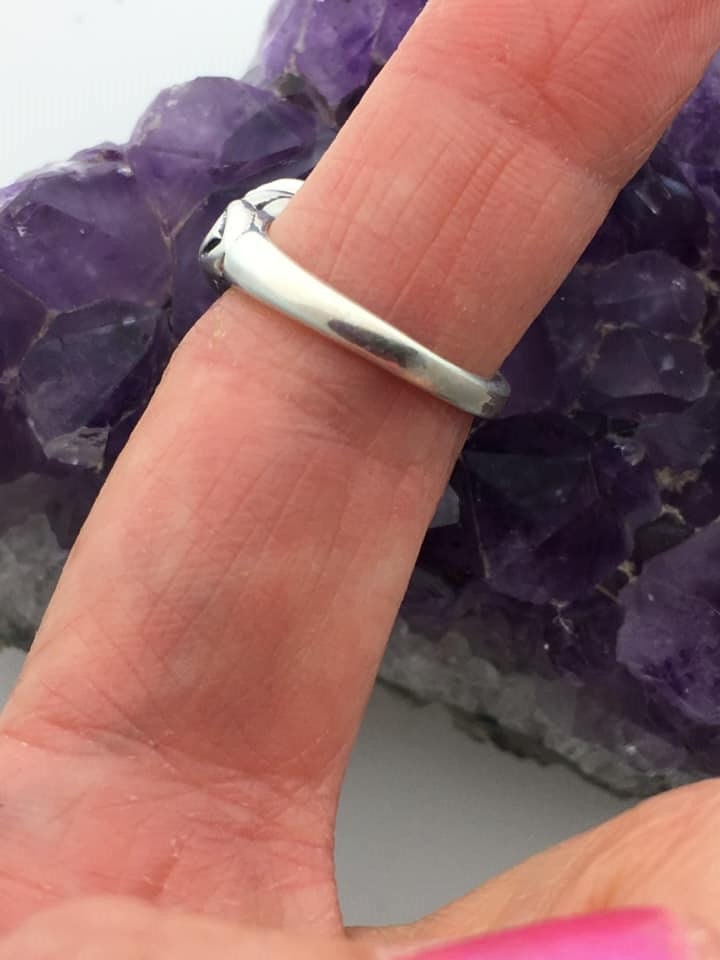 Sterling Silver Trinity Knot Connemara Ireland Stone Ring (HM30)