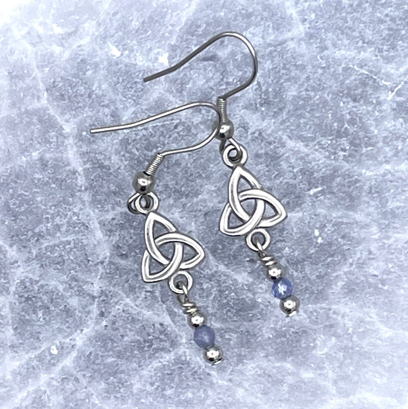 Tanzanite Trinity Knot Earrings (HM166)  Handmade Trinity Earrings
