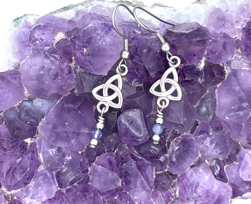 Tanzanite Trinity Knot Earrings (HM166)  Handmade Trinity Earrings