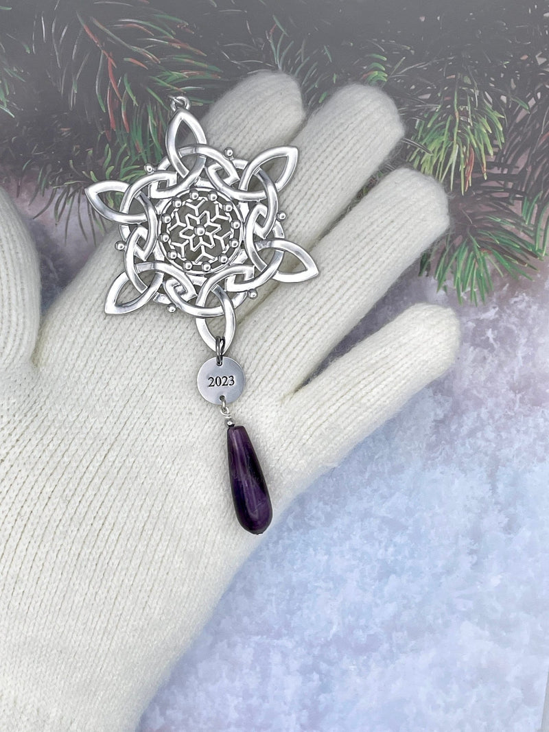 Trinity Amethyst SnowWonders® Snowflake Christmas Ornament (SW6069amethyst) Scottish Christmas Ornament - Shop Palmers