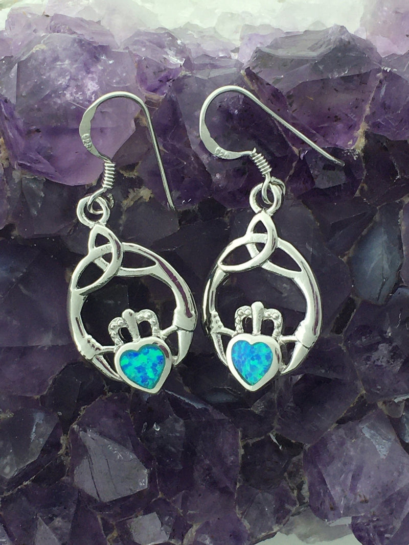 Trinity & Claddagh Sterling Silver Opal  Earrings (BQ1014)