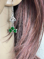 Trinity Emerald CZ Shamrock Earrings, (HM141)