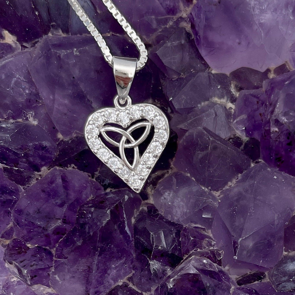 Trinity & Heart Dainty Sterling Silver Necklace (SS1) " I love the Trinity" - Shop Palmers