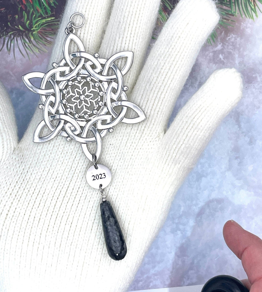 Trinity Labradorite SnowWonders® Snowflake Christmas Ornament (SW6069Labradorite ) Scottish Christmas Ornament - Shop Palmers