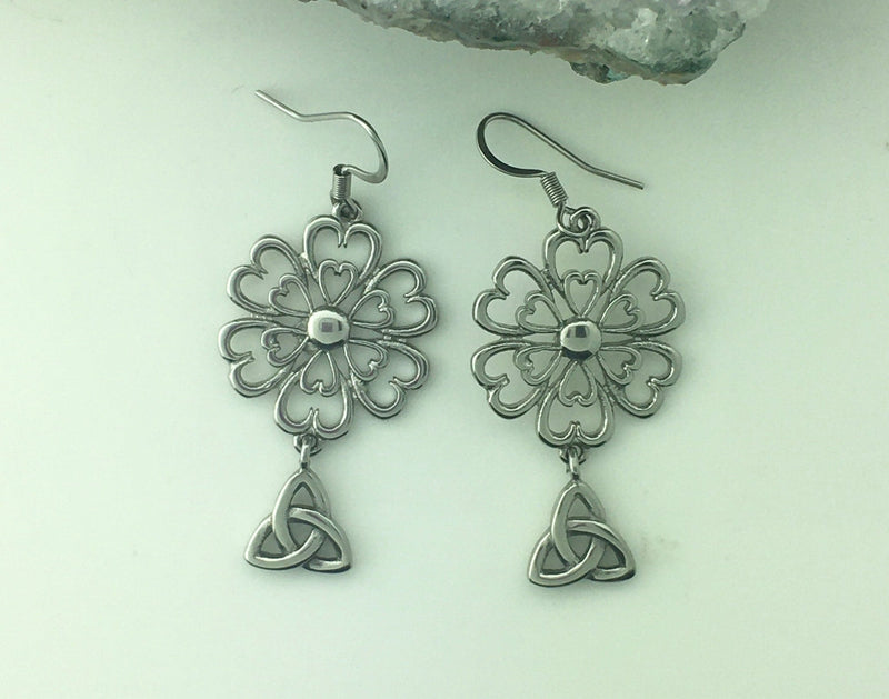 TRINITY Love Grows Heart and Flower Earrings,(HM111)