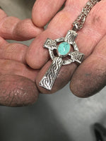 Turquoise OR Connemara Celtic High Cross Necklace, (HMs84TUR)