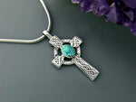 Turquoise OR Connemara Celtic High Cross Necklace, (HMs84TUR)