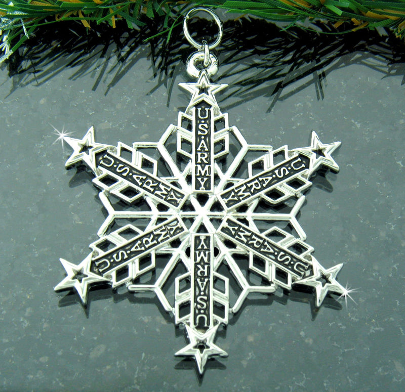 US ARMY Chevron & Stars Ornament SnowWonders® Snowflake, JPEW6048