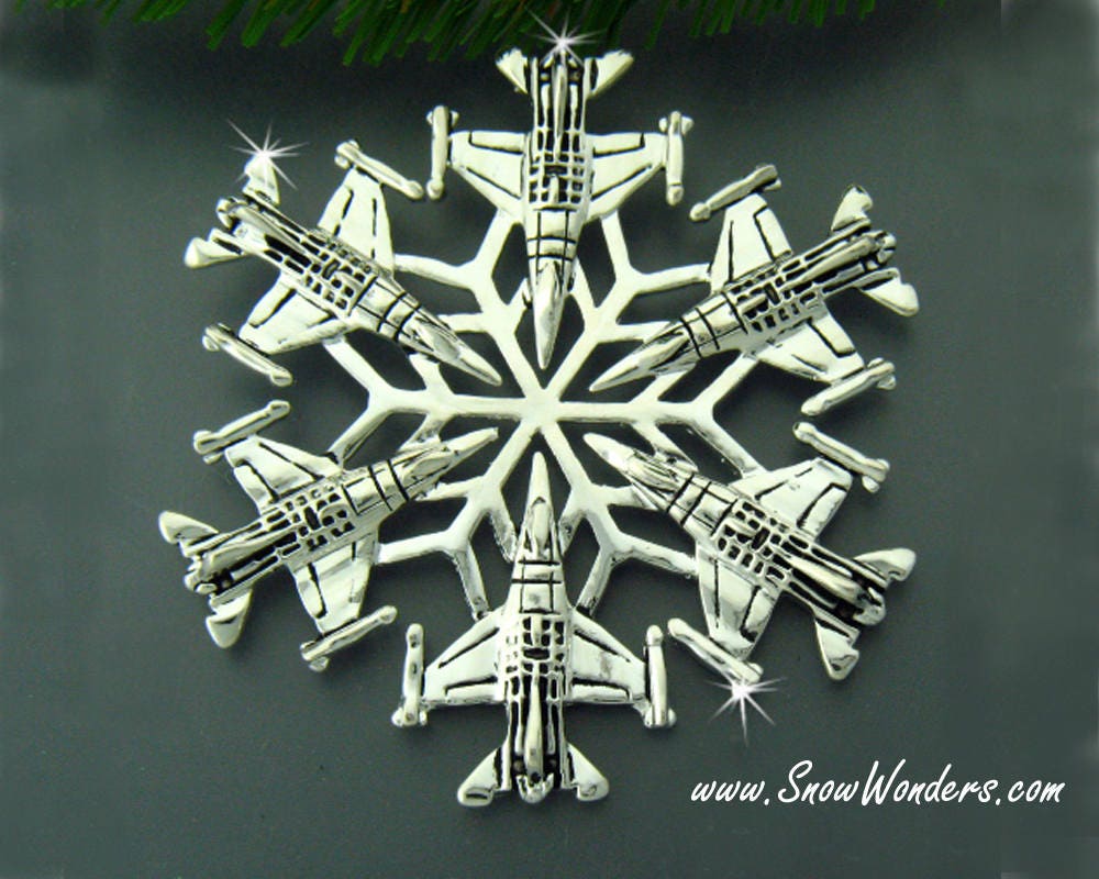 USAF F-16 SnowWonders® Snowflake Air force Airman Ornament, SW5428 ...