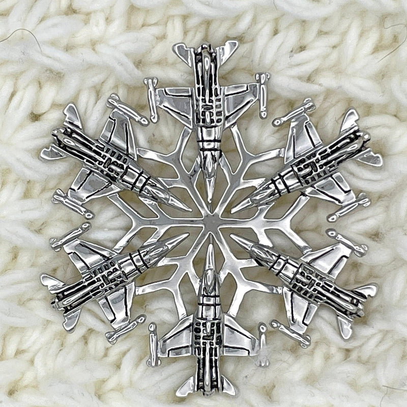 USAF F-16 SnowWonders® Snowflake Airman Brooch, (SWP4) SAF Graduation Gift,Military Pin,