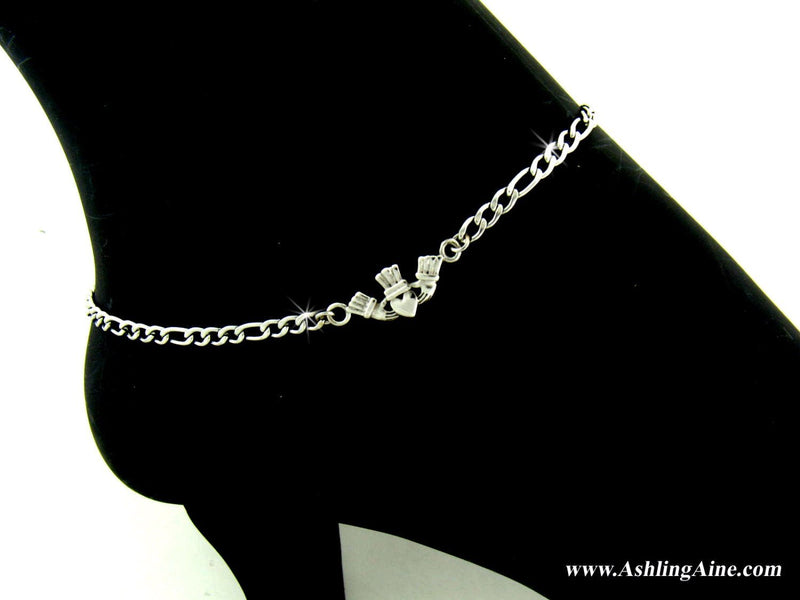 Women's Traditional Silver Claddagh Anklet, s77