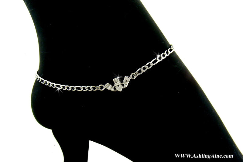 Women's Traditional Silver Claddagh Anklet, s77